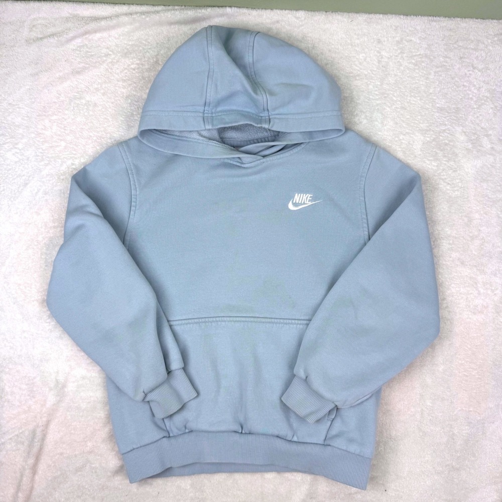 Nike Kids Pullover‎ Hoodie Light Blue Embroidered Logo Size Medium